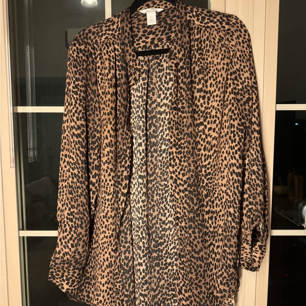 H&M Leopard Print Blouse - Brown and Black
